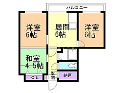 新琴似ハイツ 3DKの間取図画像