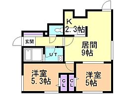 クレセリア新川 2LDKの間取図画像
