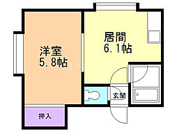 クルーズハウス麻生 1DKの間取図画像