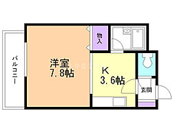 港プロシード26 1DKの間取図画像