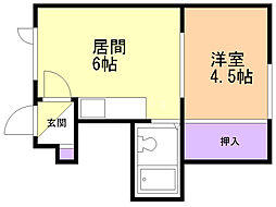 マクセル13/100 1DKの間取図画像