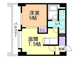 サンハイツ北大前 1DKの間取図画像