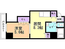 ブルースカイ北20 1LDKの間取図画像