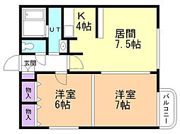 港プロシード16 2LDKの間取図画像