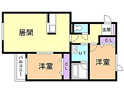 メイユール 2LDKの間取図画像
