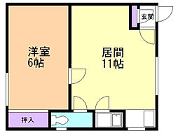 サンコーポ 1LDKの間取図画像