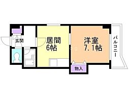 ノースライト24 1DKの間取図画像