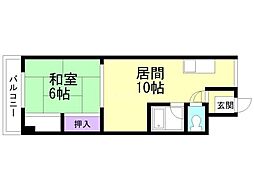 石橋ハイツ1 1LDKの間取図画像