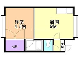 YKハイツ 1DKの間取図画像