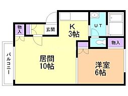 ドリームハイツA 1LDKの間取図画像