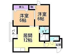 一利荘 2LDKの間取図画像