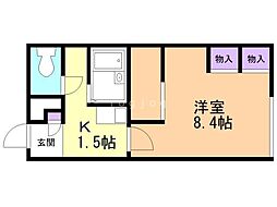 レオパレスエスペランサ 1Kの間取図画像
