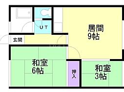 篠田ハイツ 2DKの間取図画像