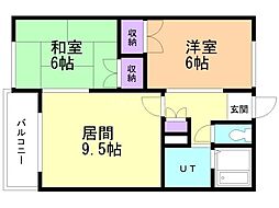 サンハイツサッポロオリオン16 2LDKの間取図画像