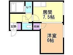 ノール18 1DKの間取図画像