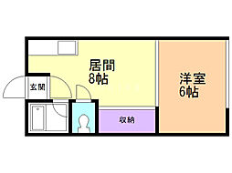 シティハイムトゥー・エイト 1LDKの間取図画像