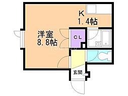 キャメロット2 1Kの間取図画像