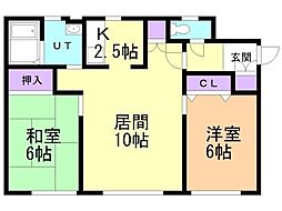 ノース86Ａ 1階2LDKの間取り