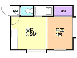 メゾンド・カンパーニュ2 1DKの間取図画像
