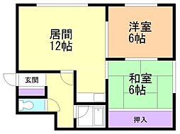 コーポ佐々木 2LDKの間取図画像