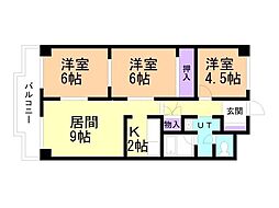 千松ハイツ 3LDKの間取図画像