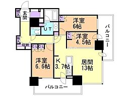ザ・札幌タワーズイーストタワー 3LDKの間取図画像