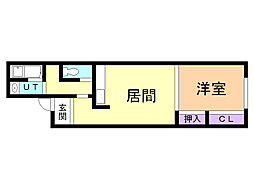 リベル元町 1DKの間取図画像