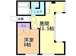 サン・ルート 1LDKの間取図画像