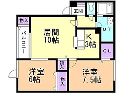 ファミール元町 2LDKの間取図画像