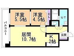 グランデルシャン34 2LDKの間取図画像