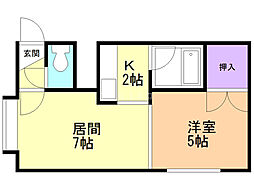 アンファン47 1DKの間取図画像