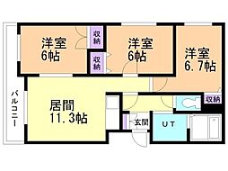 パープルサイド 3LDKの間取図画像