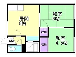 元町シンタクハイツ 2DKの間取図画像