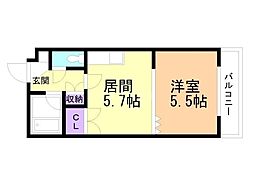 グレース27 1DKの間取図画像