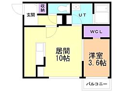 シューレジデンス元町 1LDKの間取図画像