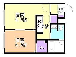 ブランノワールデコ 1LDKの間取図画像