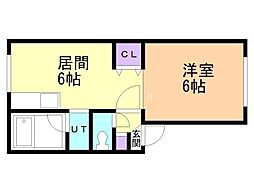 メゾンド栄町 1DKの間取図画像