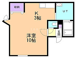カトレア1 1Kの間取図画像