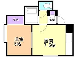 フロスティー北19A 1DKの間取図画像