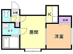 パークハイム環状通東 1DKの間取図画像
