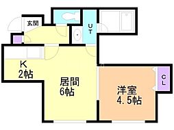 リーフコートN-16 1LDKの間取図画像