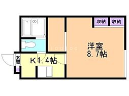 レオパレス栄 1Kの間取図画像