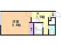 レオパレスフォルテック1 1Kの間取図画像
