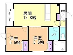 メニーズコート創成プレミア 2LDKの間取図画像