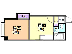 グランドビル 1DKの間取図画像