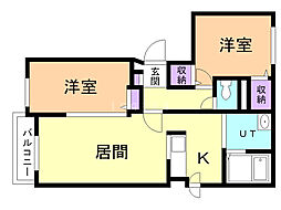 ローヤルサルーン札幌 2LDKの間取図画像