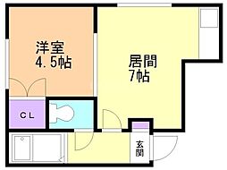 ウイングN15 1DKの間取図画像