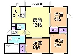 ドムス札幌元町 3LDKの間取図画像