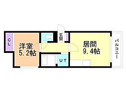 グリーンパーク旭25 1LDKの間取図画像