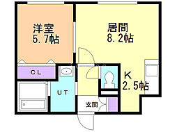 ノースポイント元町 1LDKの間取図画像